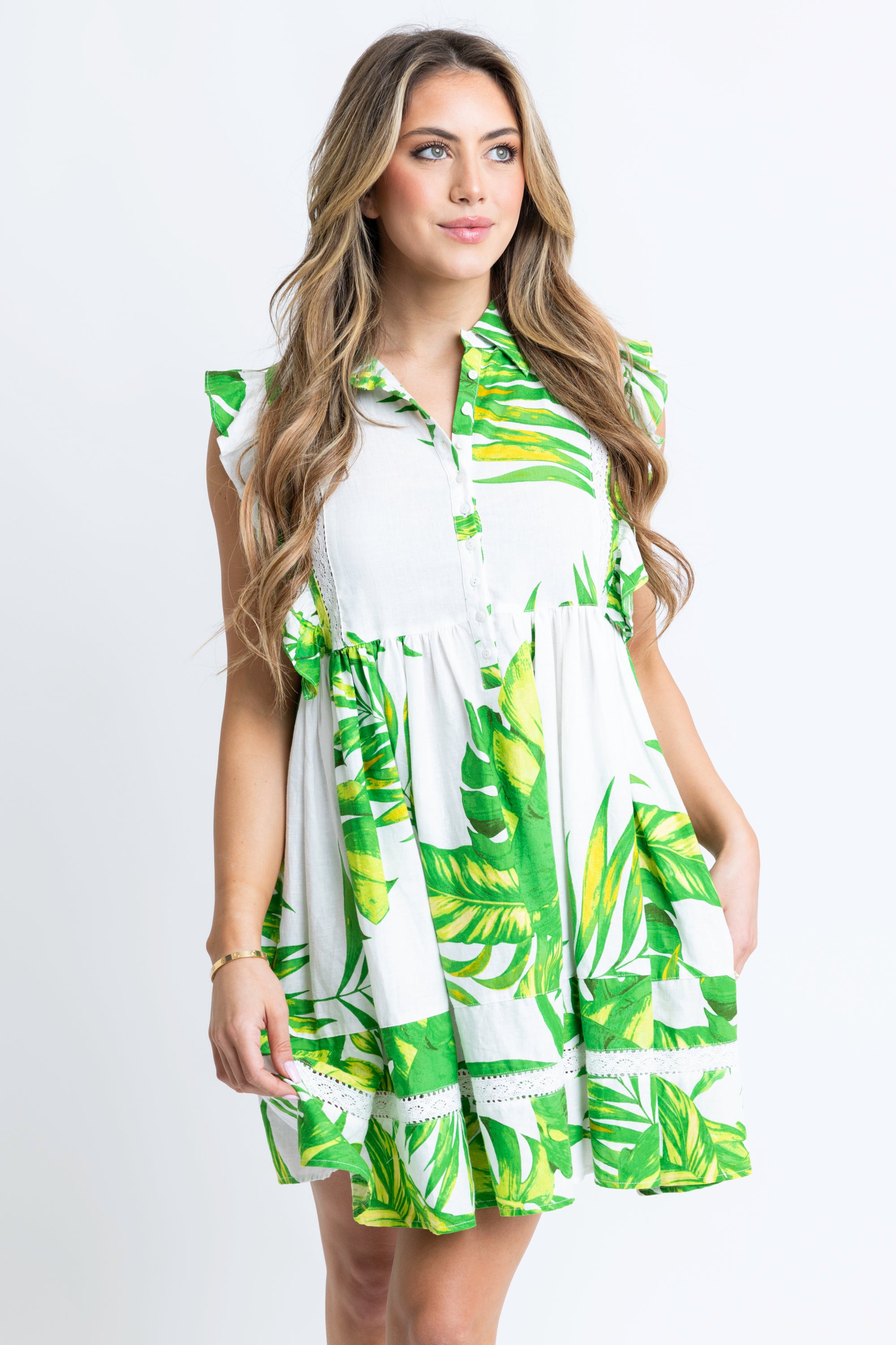 Palm Leaf Tier Dress